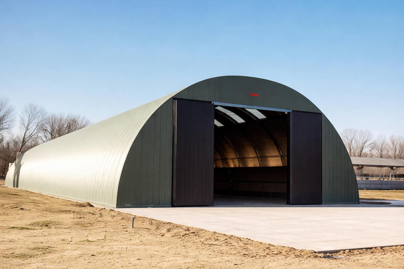 Арочный профнастил Н114ПГ для бескаркасных ангаров